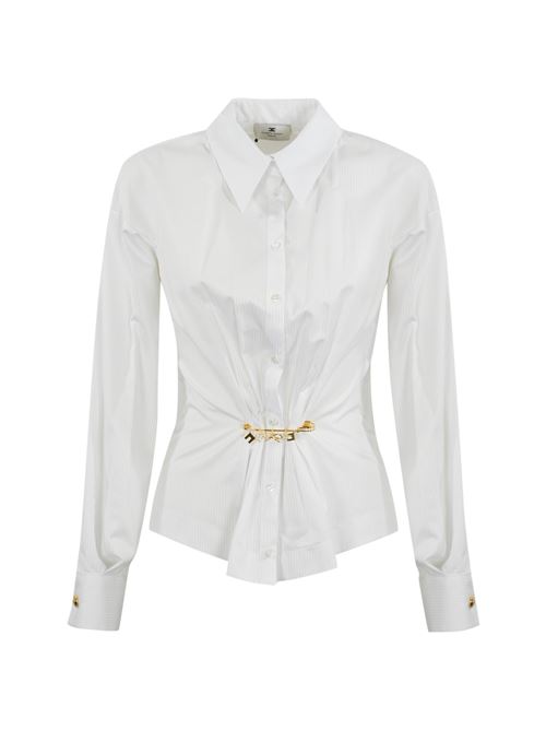 Camicia a righe in popeline con spilla Elisabetta Franchi | CA04851E2100